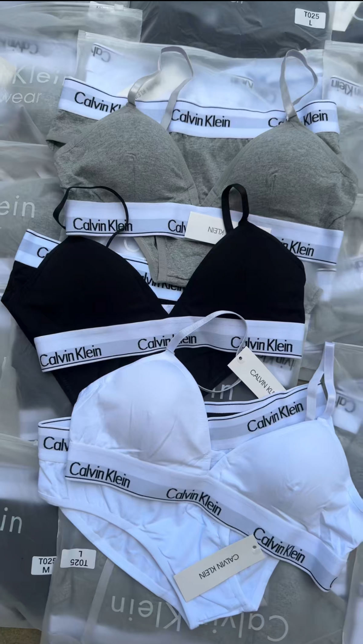 Pack of 3 CK UNDERWEAR Bikini Bra Briefs set