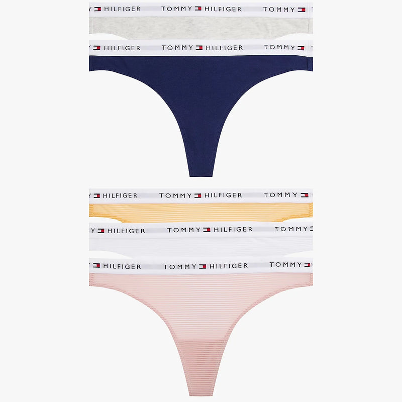 Tommy Hilfiger Logo Waistband Thongs Pack of- 5